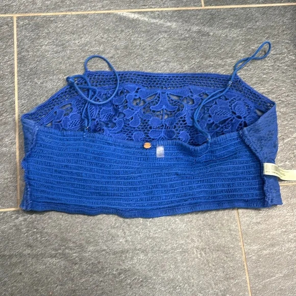 Blue Bandeau top with straps - Picture 3 of 4